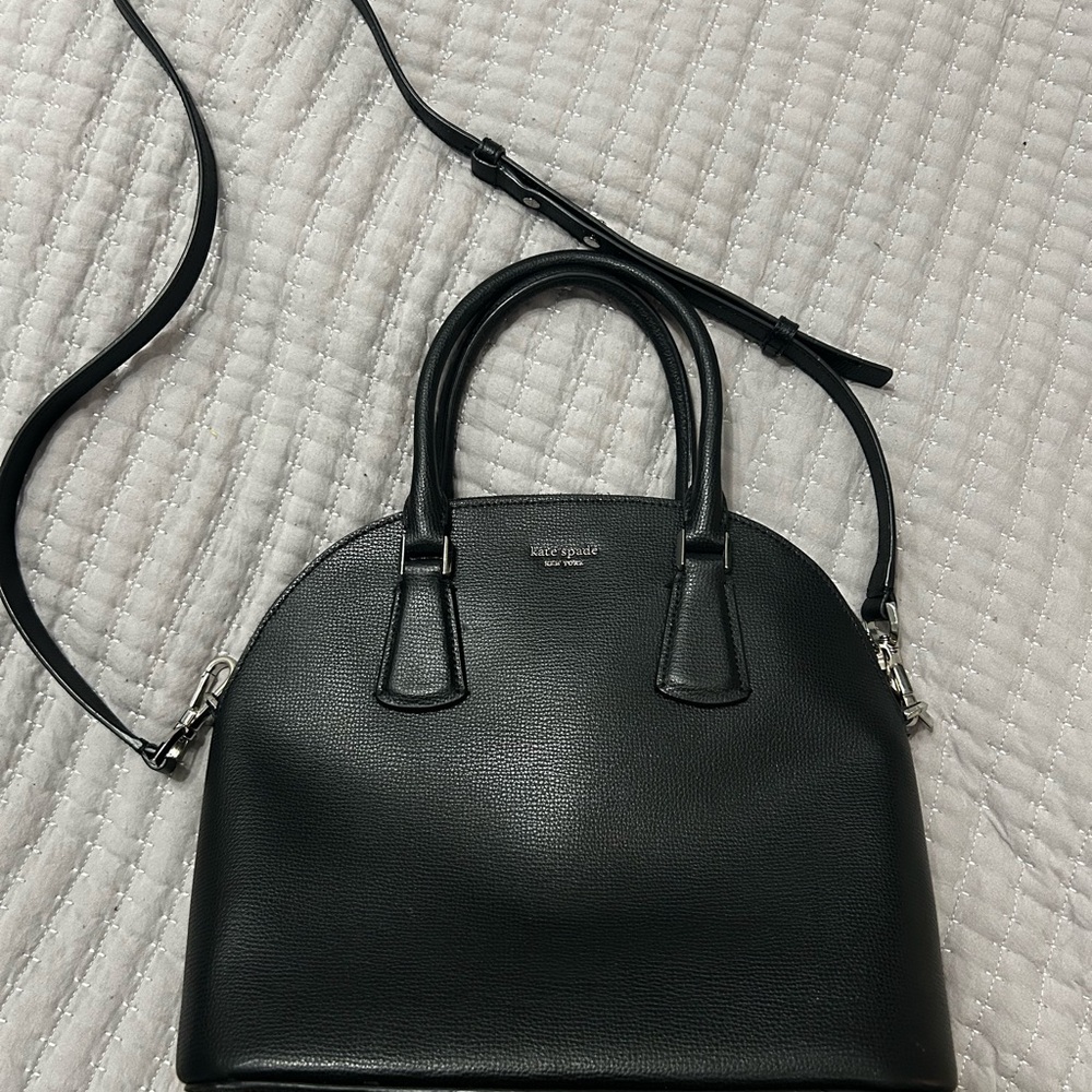 kate spade black leather dome satchel with detachable strap